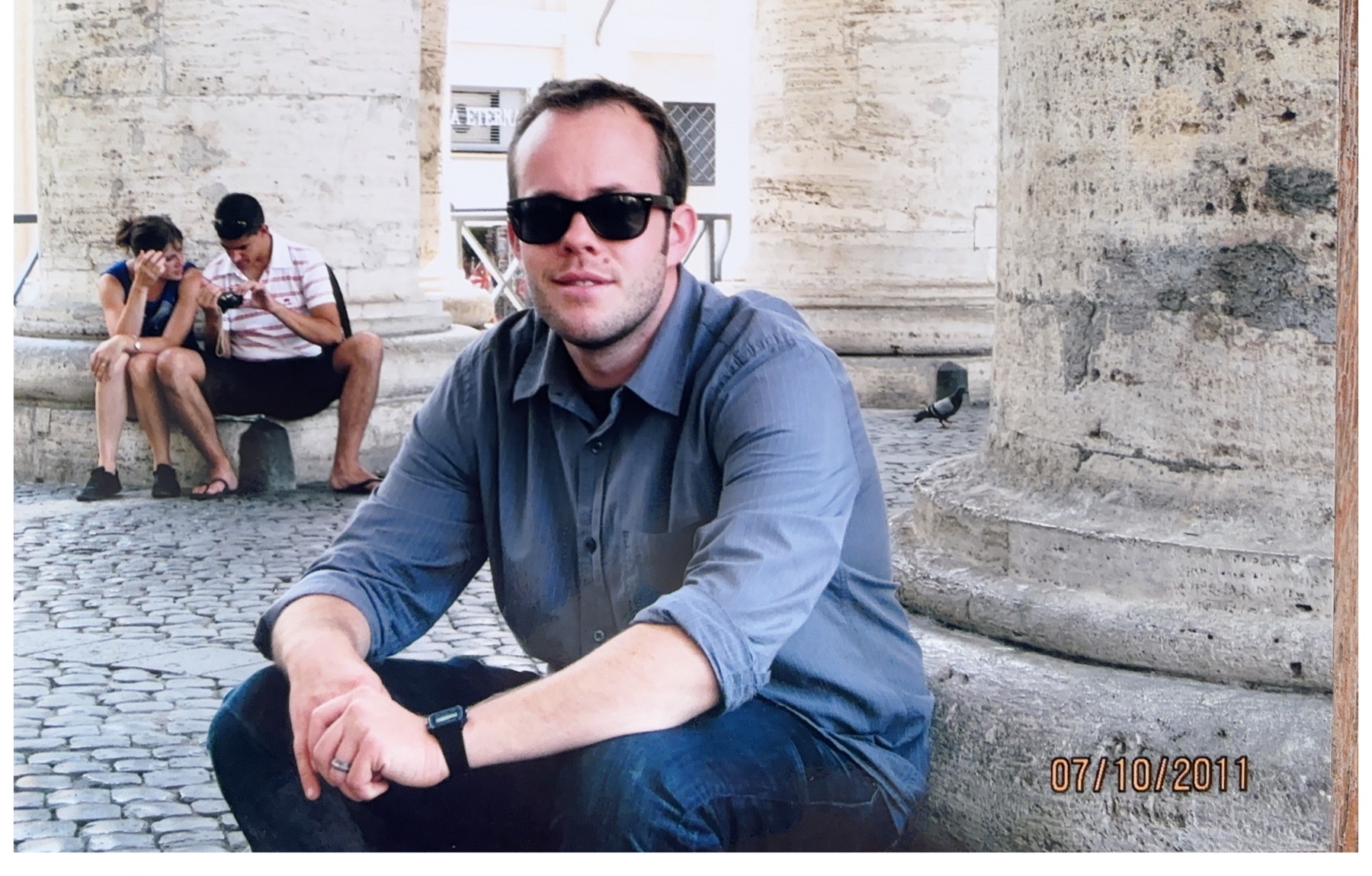 Stephen Andes in Saint Peter’s Square after a day of research in the Vatican archives