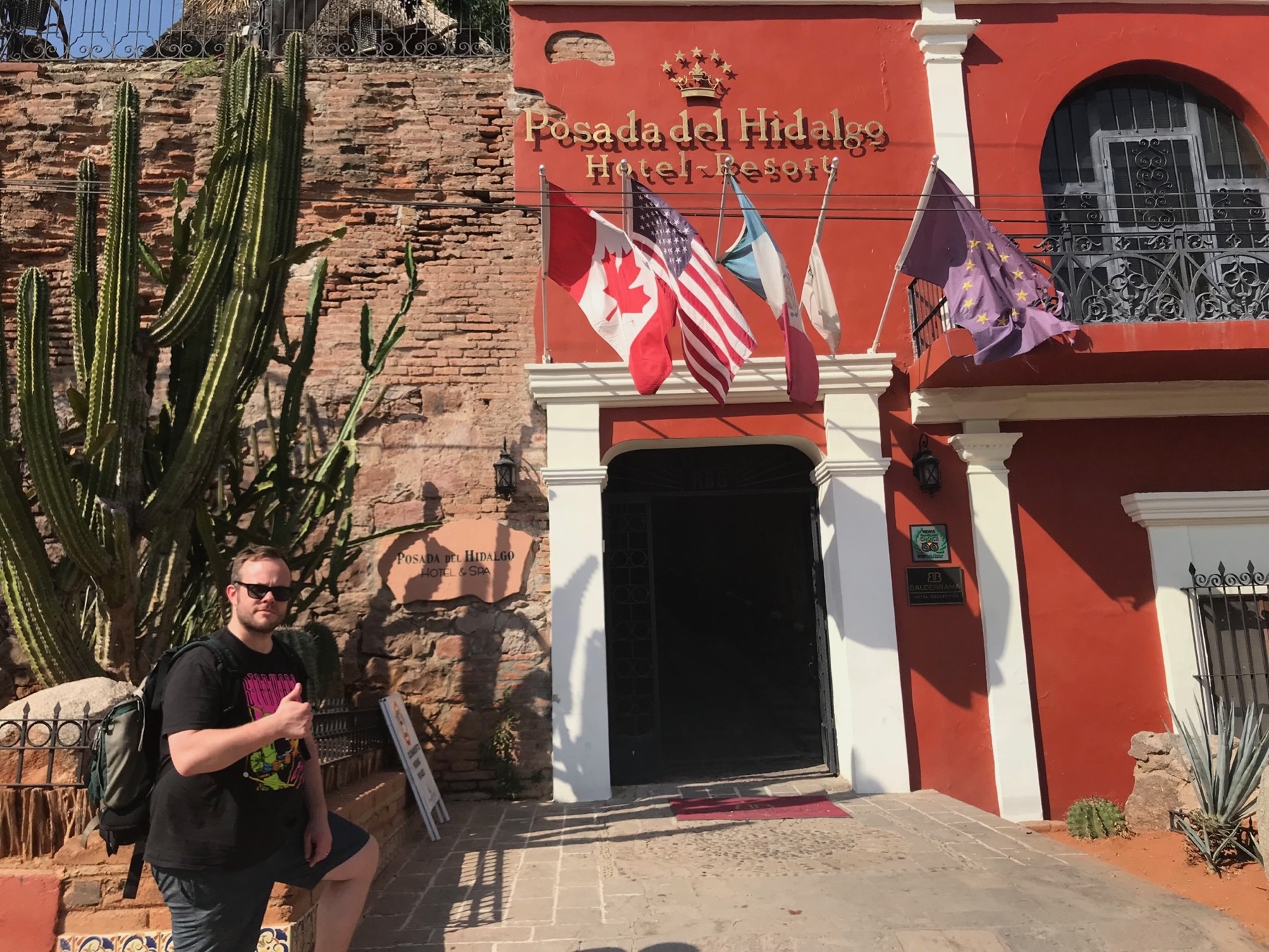 Stephen Andes outside the Posada del Hidalgo Hotel